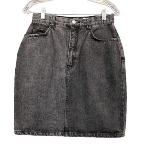 Stefano Sportswear Womens Denim Skirt Black Size 10 Pockets Belt Loops
